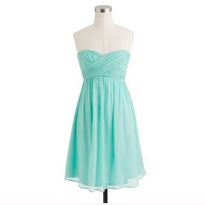 J. Crew Taryn Silk Chiffon Dress in Aqua